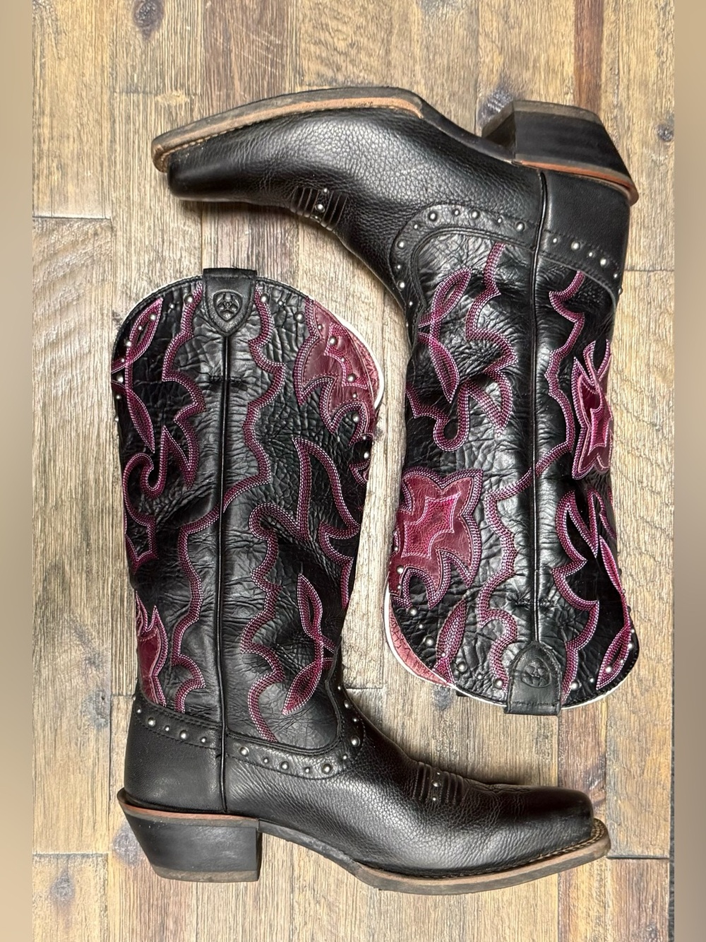 ARIAT Women's Studded Western boots - Square Toe - Cowgirl Black Size 7 - Picture 3 of 7